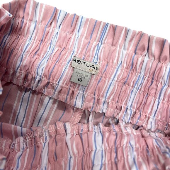 Habitual Girl Pink Striped Paperbag Shorts 10 - Picture 2 of 2